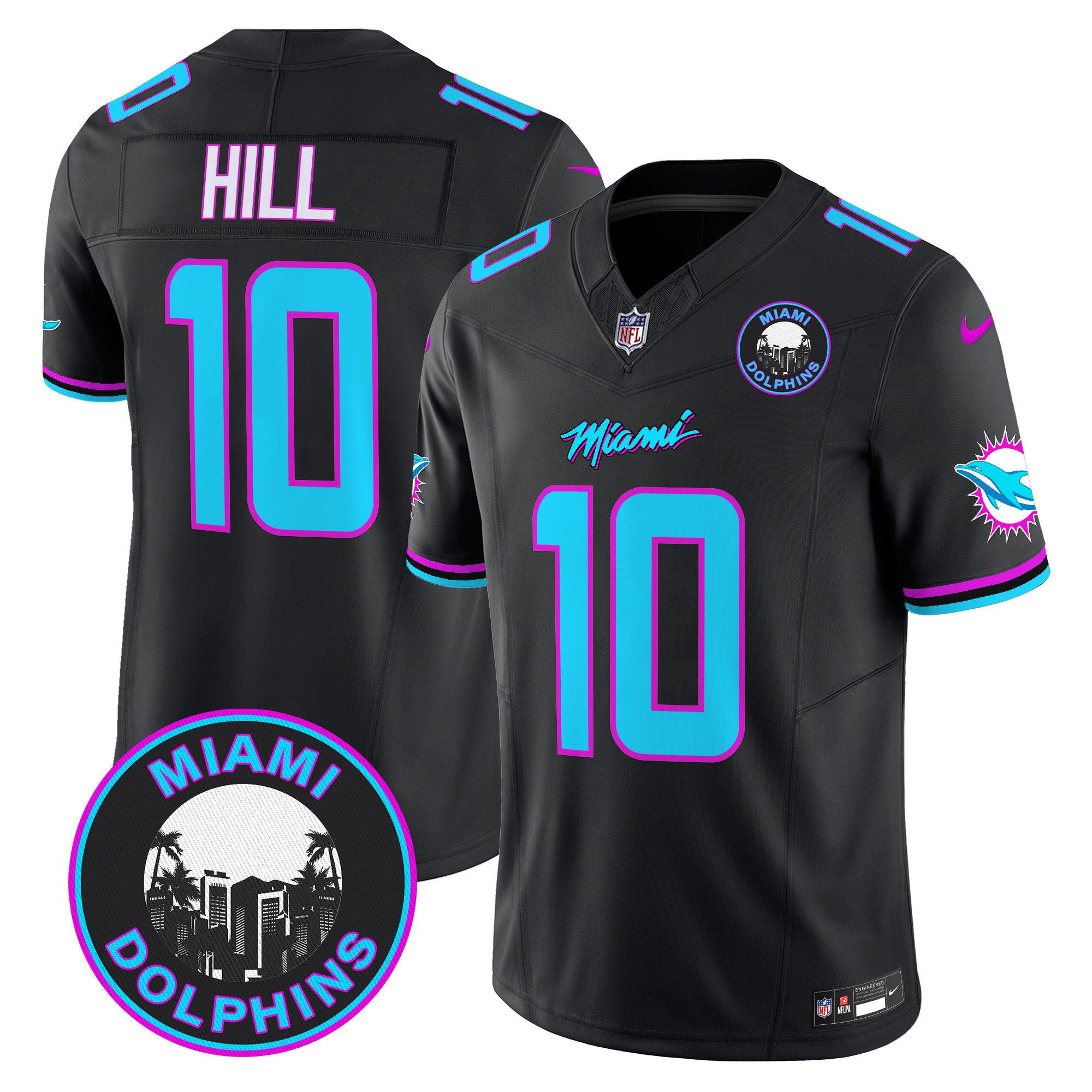 Men Miami Dolphins #10 Hill Black 2024 Nike Vapor Limited NFL Jersey style 1